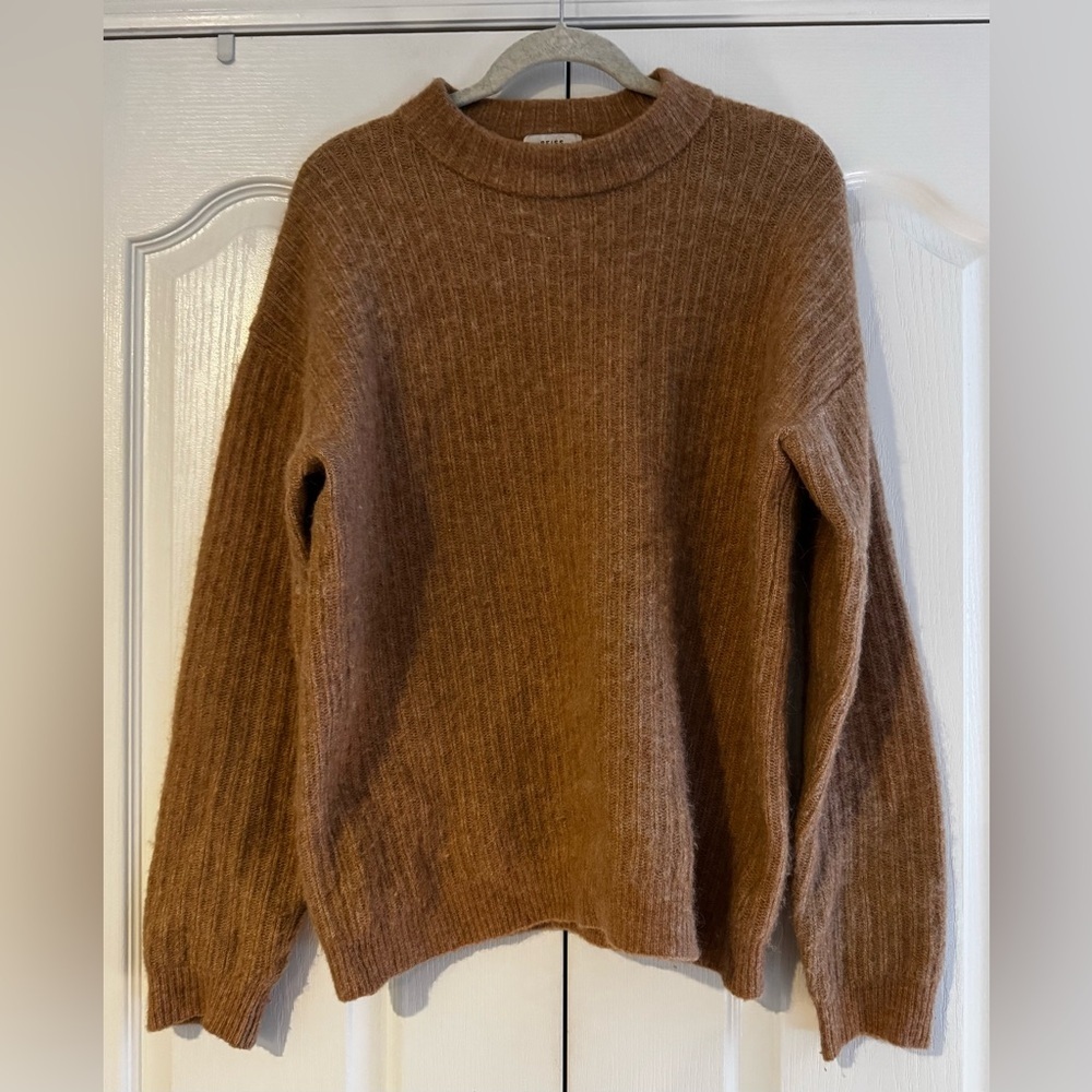 Reiss Warm Brown Wool and Alpaca Blend Crewneck Sweater - Size XL
